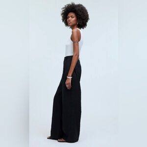 NWT MADEWELL Wide Leg BLACK‎ PANTS 100% Polyester 8 Petite career dress casual